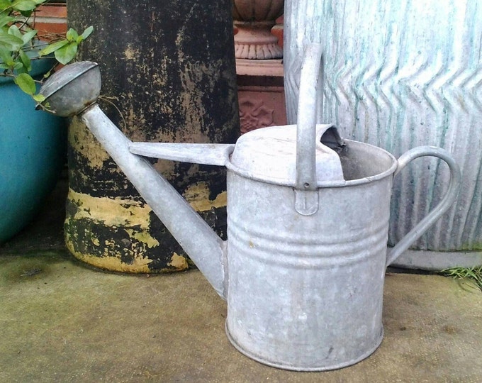 Vintage Watering Can With Rose Galvanised Etsy