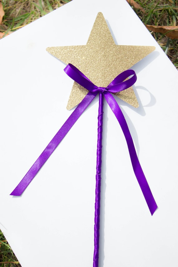 Purple and Gold Princess star wands with bows - set of 8 Il_570xn
