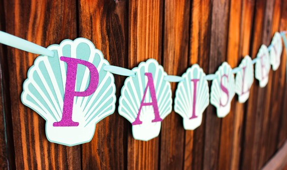 Seashell - Under the Sea - Little Mermaid - Happy Birthday banner Il_570xn