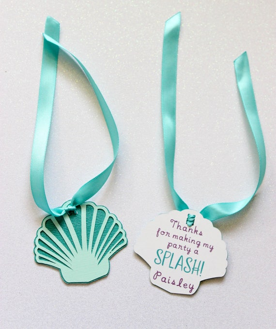 Seashell personalized double sided party favor tags - under the sea - the little mermaid Il_570xn