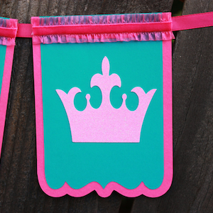 Crown Happy Birthday Banner Teal Pink Hot Pink Princess - Etsy
