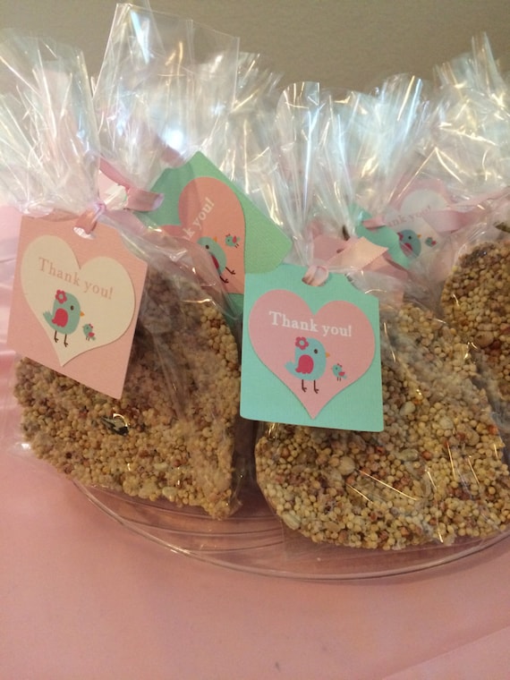 Mommy and Baby Bird Baby Shower party favor tags, set of 10 - Light pink, pink and mint - Birdie baby shower banner Il_570xn