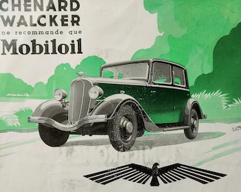 Original French vintage 1930s ad Mobil Oil