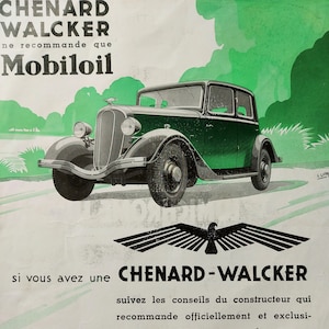 Original Französisch Vintage 1930er Jahre ad Mobil Öl