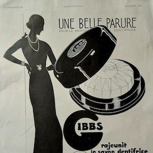 Original Französisch Vintage 1930er Jahre ad Gibbs
