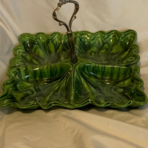 Ceramic Tray, Vintage Candy Dish, Green Mid Century Serving Dish, Vintage Kitchenware, Maddox of California