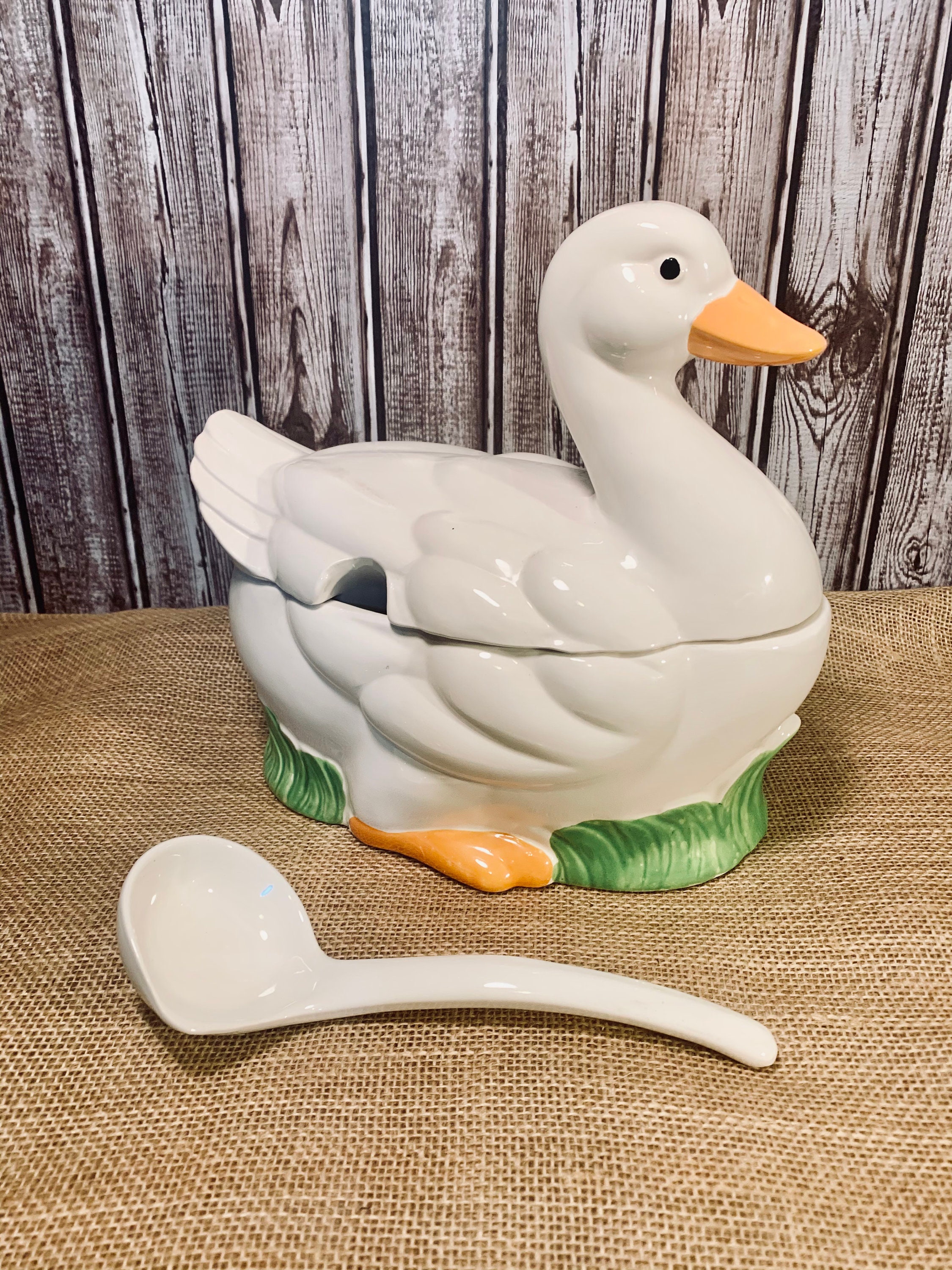 Vintage Goose Soup Tureen and Ladle Made in Japan Ceramic Etsy