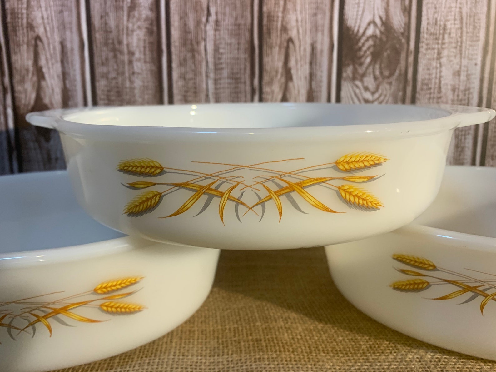 Vintage Fire King Golden Wheat Set of Ovenware, Vintage Casserole Dish