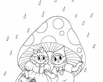 Printable Coloring Sheet, Digital Download Coloring Sheet, Mushroom