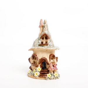 Fairy house tea light holder, ceramic candle holder, night light. image 2