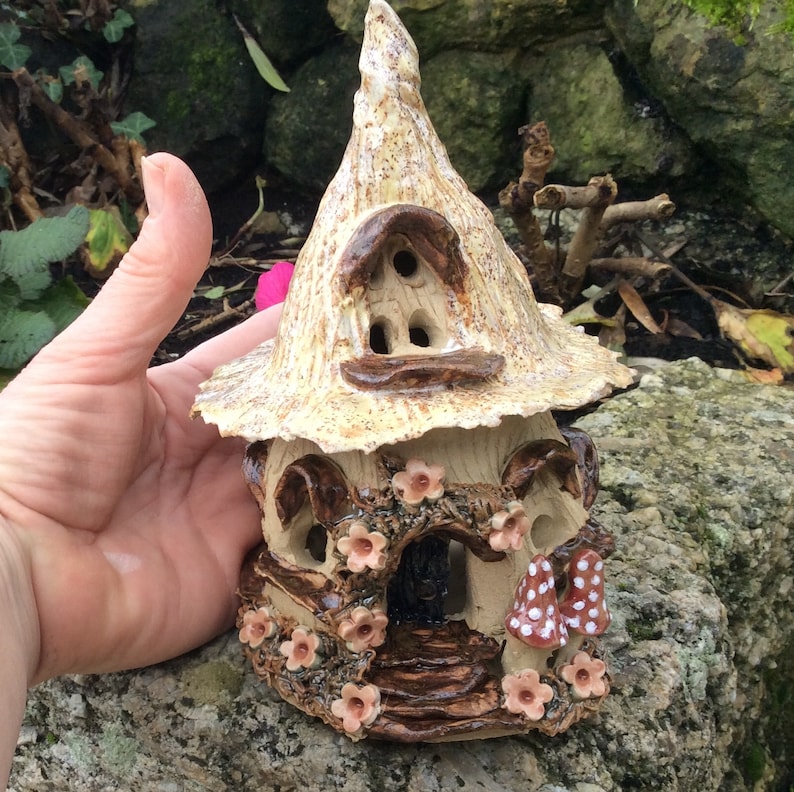 Fairy House Tea Light Holder Ceramic Candle Holder Night Etsy UK