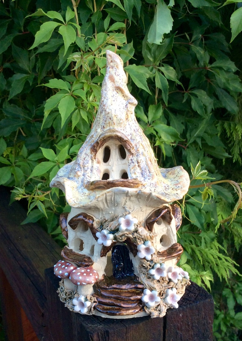 Fairy House Tea Light Holder Ceramic Candle Holder Night Etsy