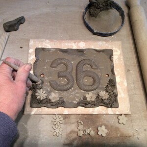 House Number Plaque, Ceramic Door Numbers, Yard Sign, Custom Handmade ...