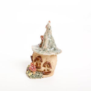 Fairy house tea light holder, ceramic candle holder, night light. image 4