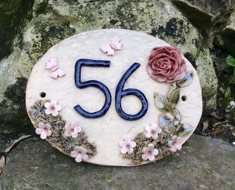 House number plaque ceramic door numbers yard sign home Etsy
