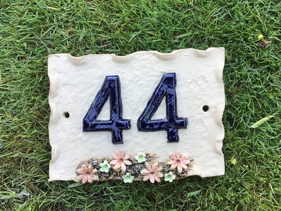 House number plaque,  ceramic door numbers, house sign, ideal housewarming gift for new home.