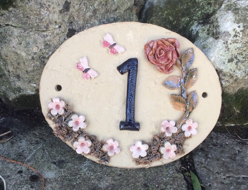 House number plaque ceramic door numbers yard sign home Etsy