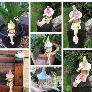 Fairy garden ceramic figurine, handmade fairy plant pot ornament.
