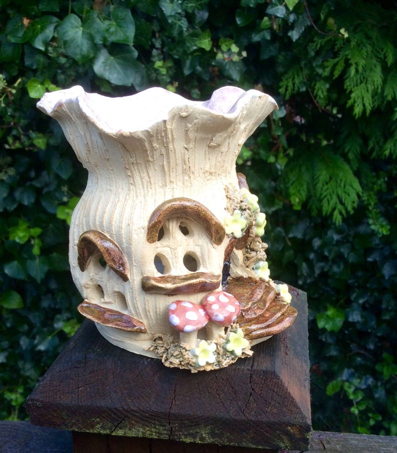 Oil burner, wax melts warmer, fairy house candle holder for essential oils, wax, scented crystals. image 4