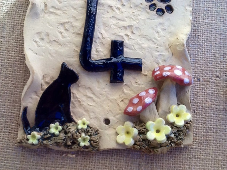 House number plaque ceramic door numbers cat and paw prints. Etsy