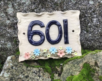 Custom Made Ceramic House Number Plaque, Personalised Address Sign, Handmade New Home Gift