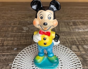 MICKEY MOUSE FIGURINE…Wales Co…Hand Painted Ceramic…Walt Disney Collectible…Original Sticker…Japan 1960 #484