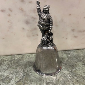 SANTA CLAUS BELL…Danbury Mint…Silver Plate…Original Box…Ringing Bell…Hand Bell…Collectible…Christmas…B1309…1978 #Ch