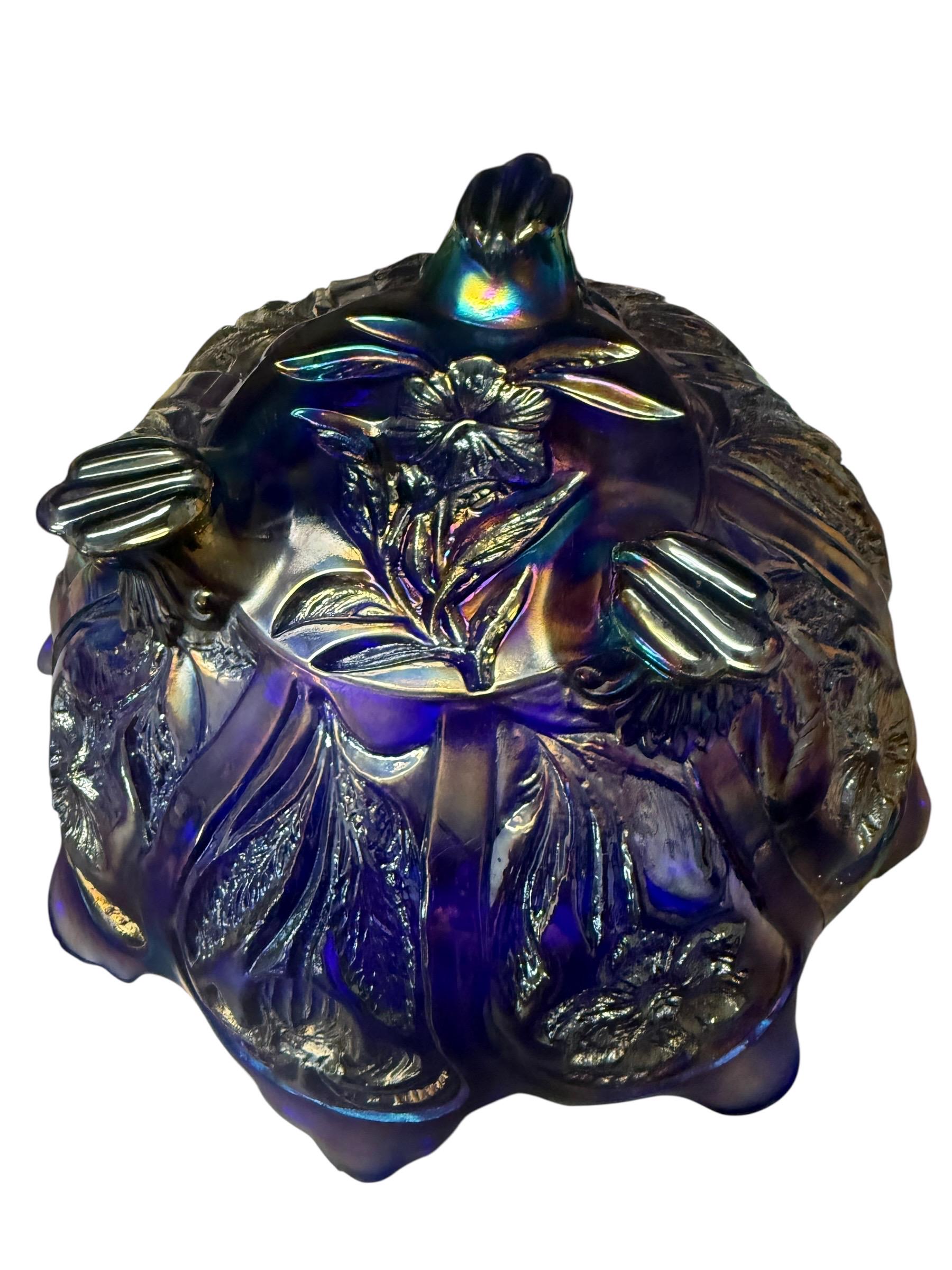 AURORA FLORAL Bowl…imperial Carnival Glass Jewel Bowl…scalloped