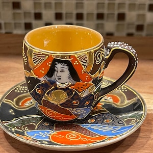 ANTIQUE MORIAGE TEASET…Moriyama Mori-Machi…Hand Painted…Satsumi…Porcelain…Miniature Set…Moriage…Lusterware…Gold Rim/Accents…Japan 1920 #191