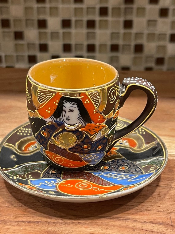 ANTIQUE MORIAGE Teaset…moriyama Mori-machi…hand Painted…satsumi