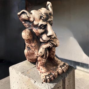 GARGOYLE BANK…Resin with Shades of Brown and Black…9 1/2”…Chimera…Back Slot…Home Decor/Garden Decor…Philippines Vintage