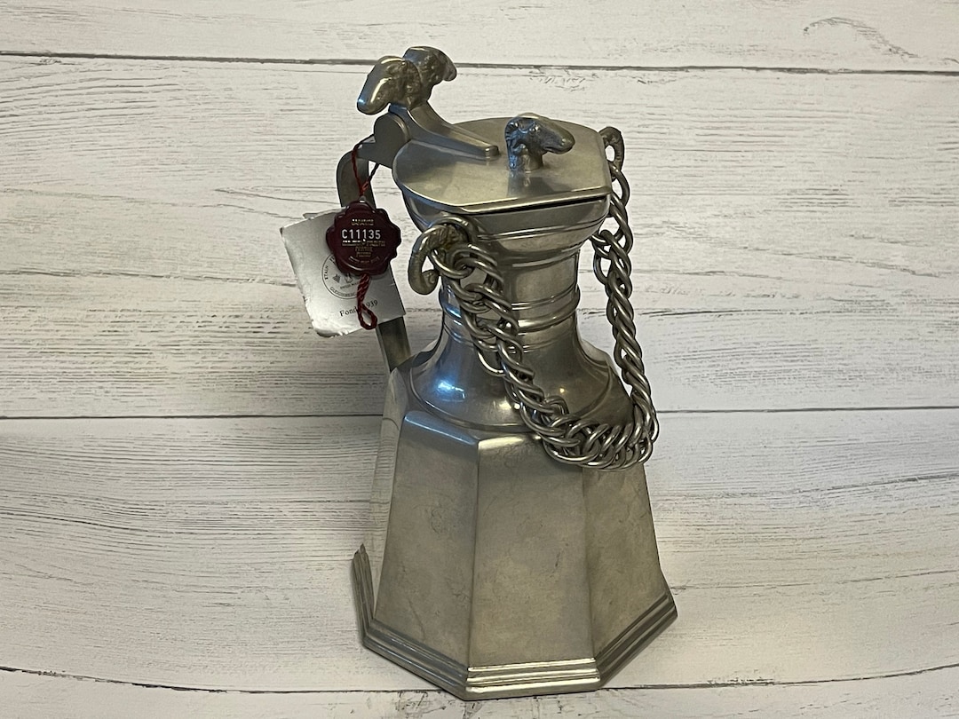 RAM HEAD Tankard…guggisburg Edelzinn Lugano…swiss…pewter