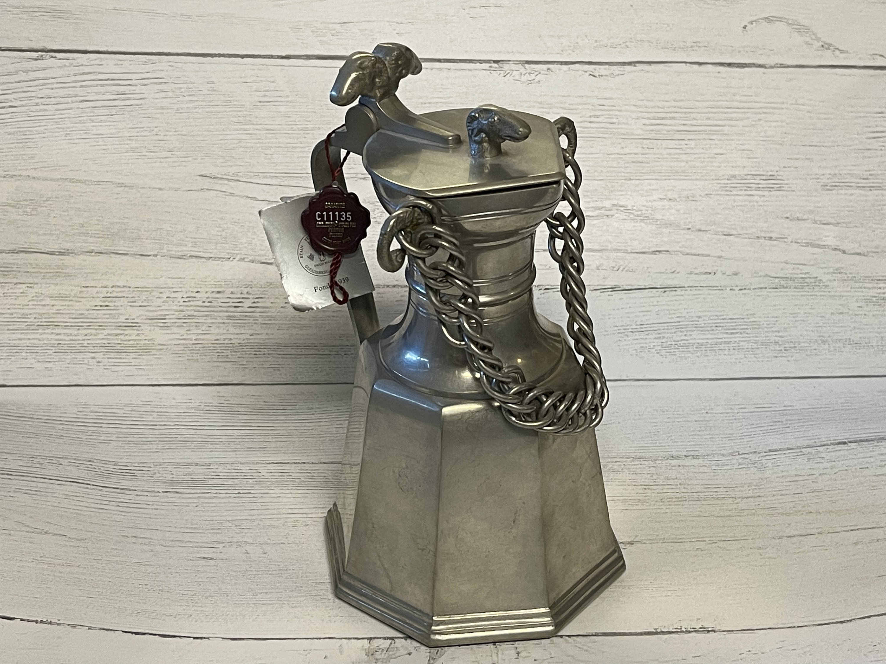 RAM HEAD Tankard…guggisburg Edelzinn Lugano…swiss…pewter