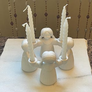 GOEBEL CHOIR CANDLEHOLDER…4 Choir Girls in a Circle…Outstretched Arms…4 Candles…Girls in Unity…Goebel Collectible…West Germany…Vintage #627