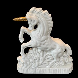 Porcelain White Unicorn With Gold Horn - Etsy