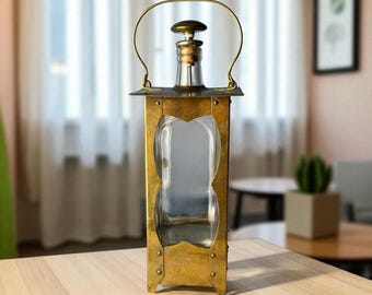 MUSICAL DECANTER…4 Glass Panels …Plays “How Dry I Am”…Removable Stopper…Vintage Barware…Bottom Winder/Stopper…Japan 1950s #W.T.5