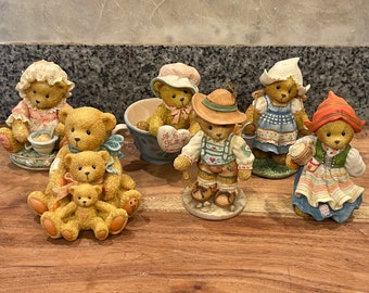 6 CHERISHED TEDDIES FIGURINES...Enesco...1990s...Resin...Stamped Names and Verses...Hand Numbered U.S.A. #5