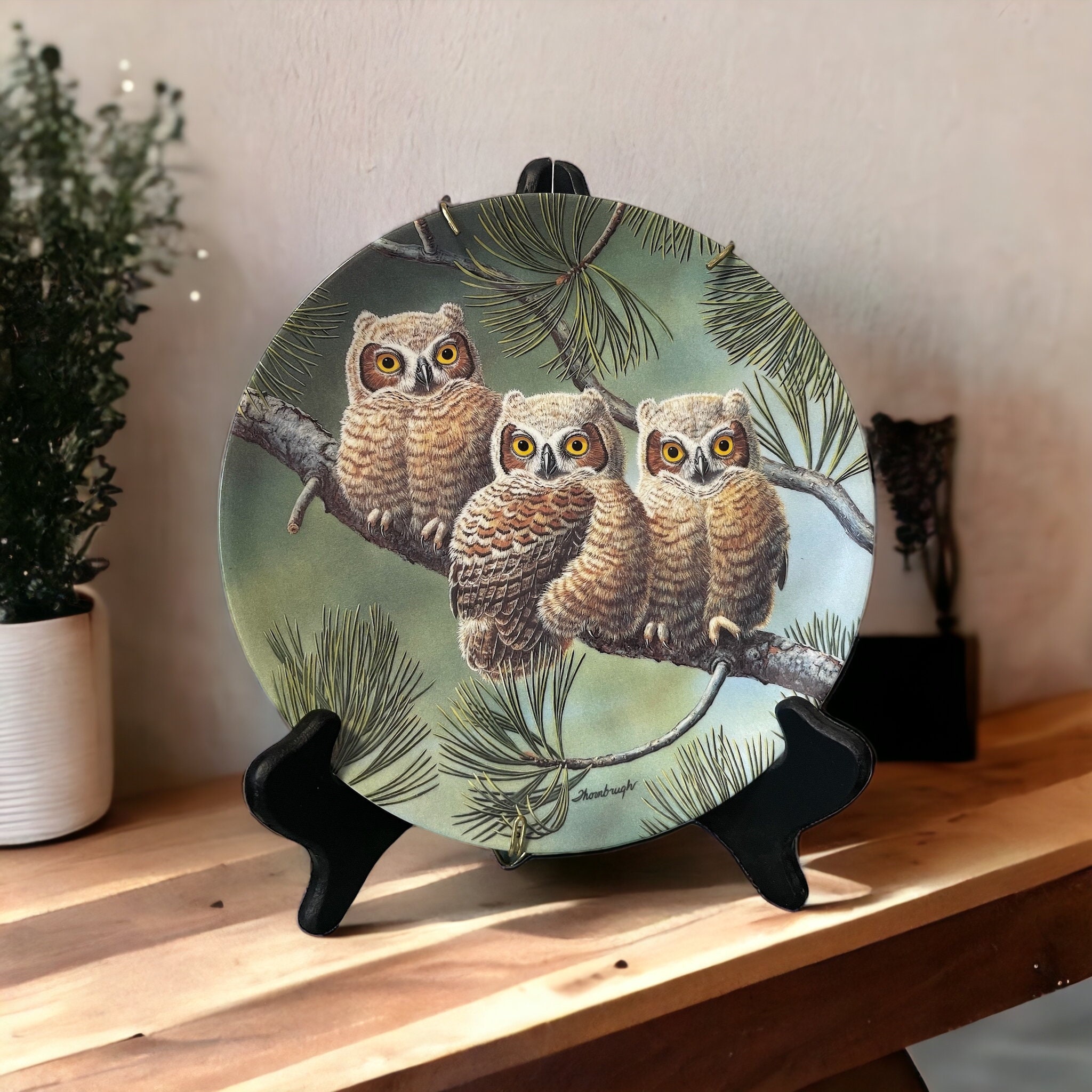 COLLECTIBLE OWL Plate…knowles Fine China…7576a…”three of a Kind