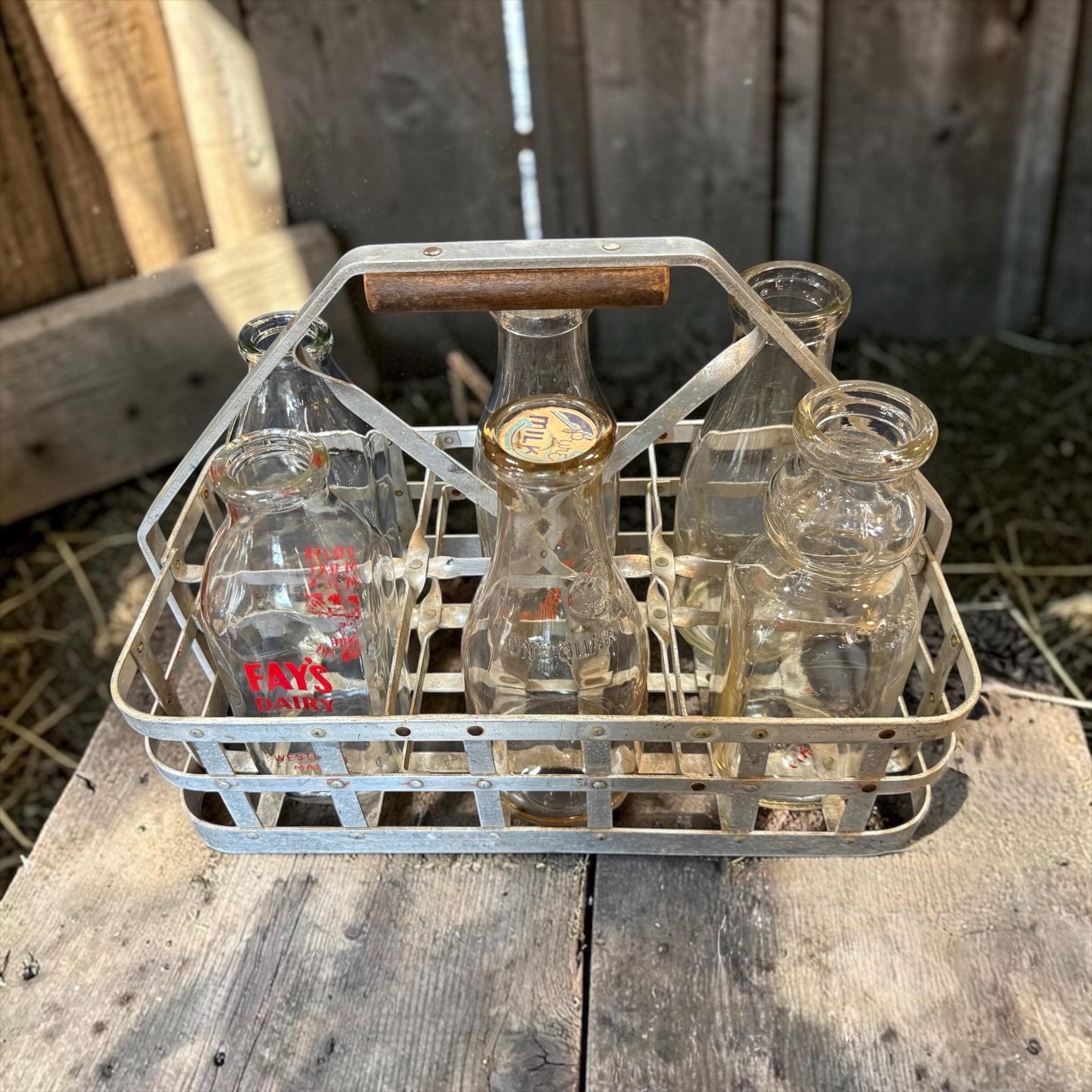 Vintage Metal Milk Crate With Bottles - Etsy