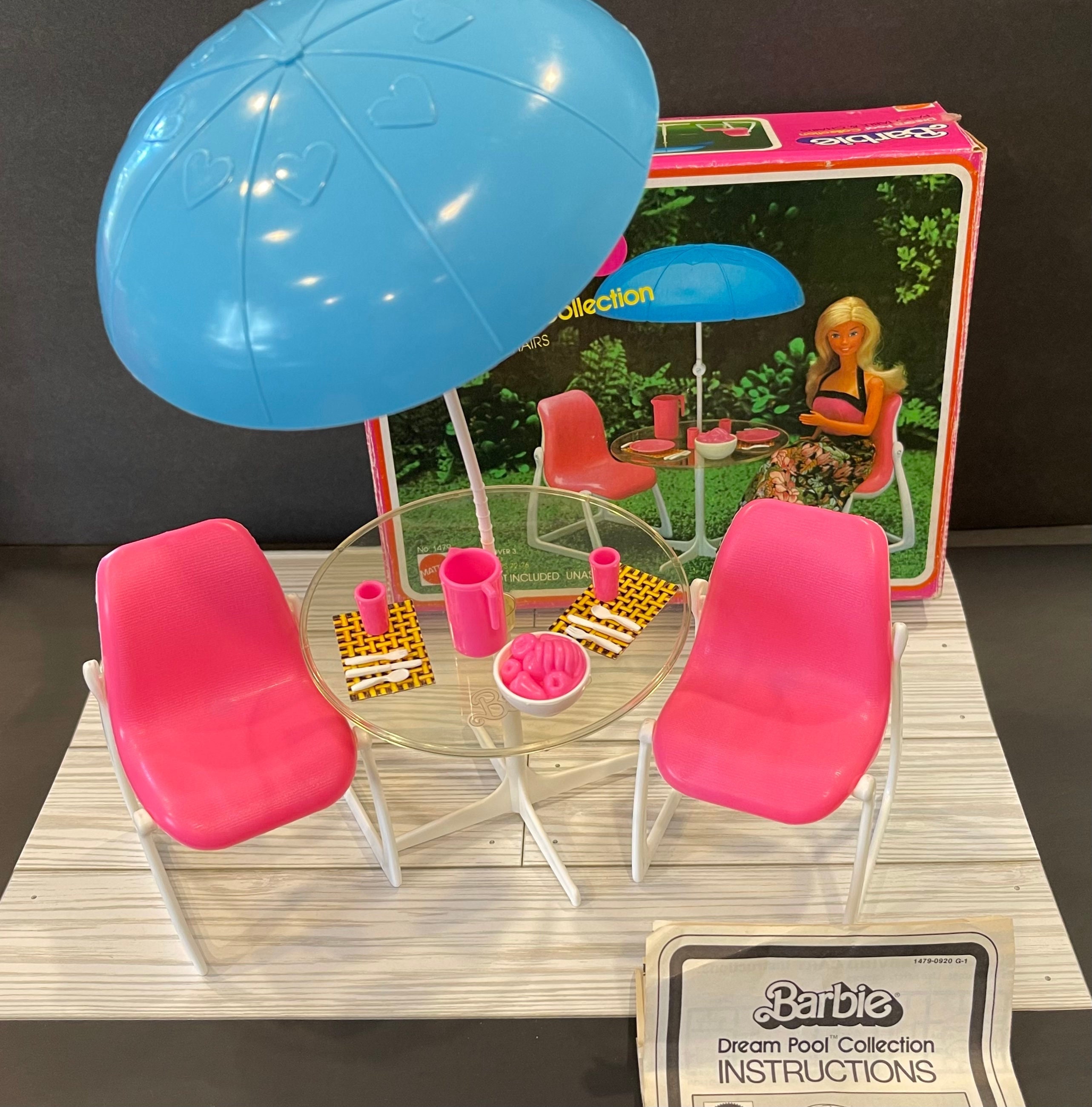 BARBIE DREAM POOL Collectionpatio Table Chairs Umbrella and - Etsy