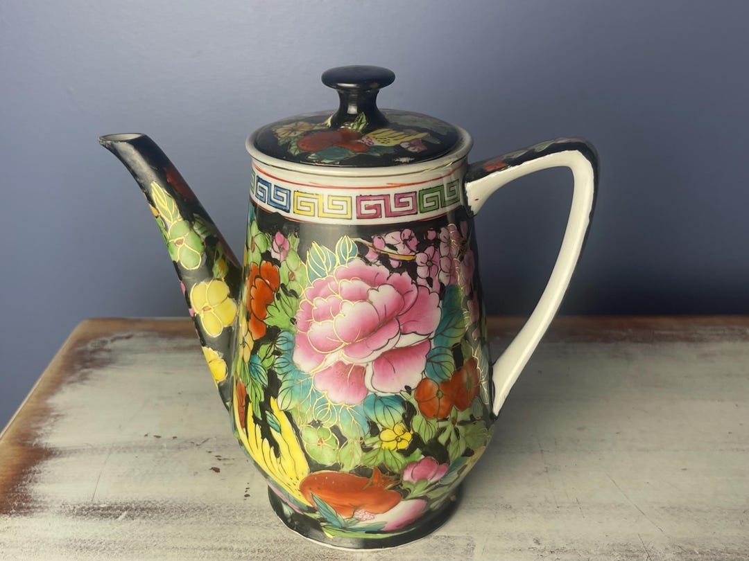 Tea Pot Key CHINESE FLORAL Teapot…mille Fleur Design…colorful Flowers on the Teapot ...