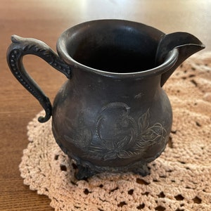 ANTIQUE COLUMBIA PITCHER… Silver Plated Pitcher…Floral Design…19th Century Piece...Amazing!!! #345