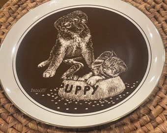 COLLECTIBLE PLATE…Dog Plate… ”Guest for Dinner"…Droguett…Plate Number 75…Plate #75/19,500...Limited Edition…"Puppy's World"…1982 #P
