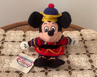 NUTCRACKER MICKEY BEANBAG…Plush Beanies…Disney Store…Mickey Mouse Collectible…Nutcracker Mickey”….8”…Disney Collectibles…Vintage #000Bx10