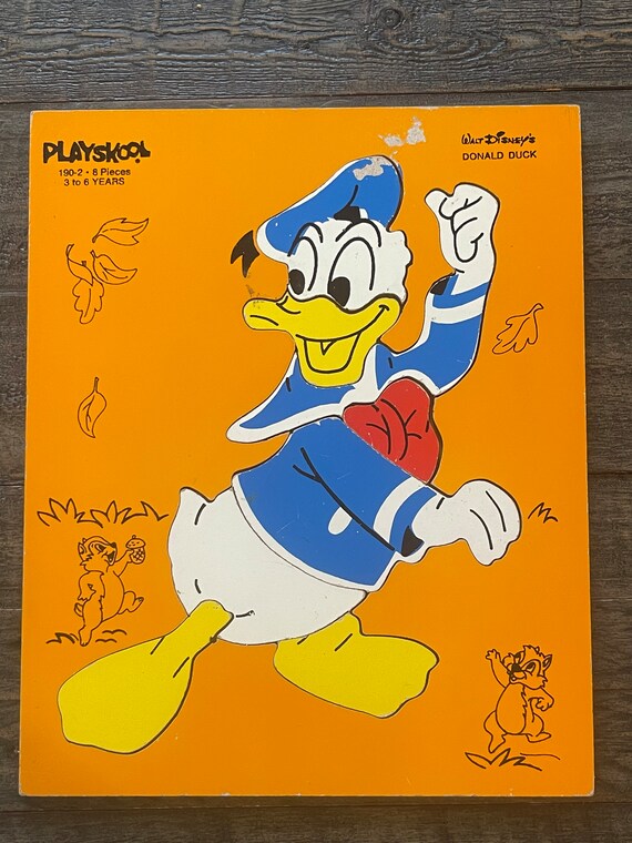 PLAYSKOOL DONALD DUCK Puzzle…wooden…8 Piece Puzzle…walt Disney