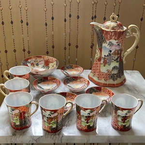 アンティーク　お茶セット　fame AL JAPAN Peacock Tea Set In Collectible Japanese Teapots & Tea Sets