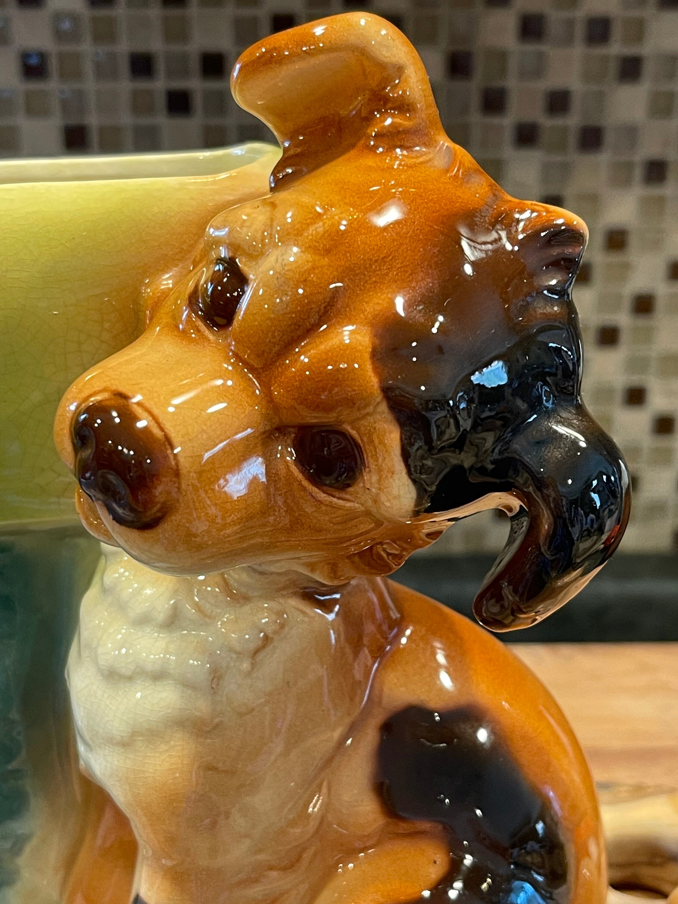 DOG BY MAILBOX Planter…royal Copley… Large…ceramic…glazed…mailbox