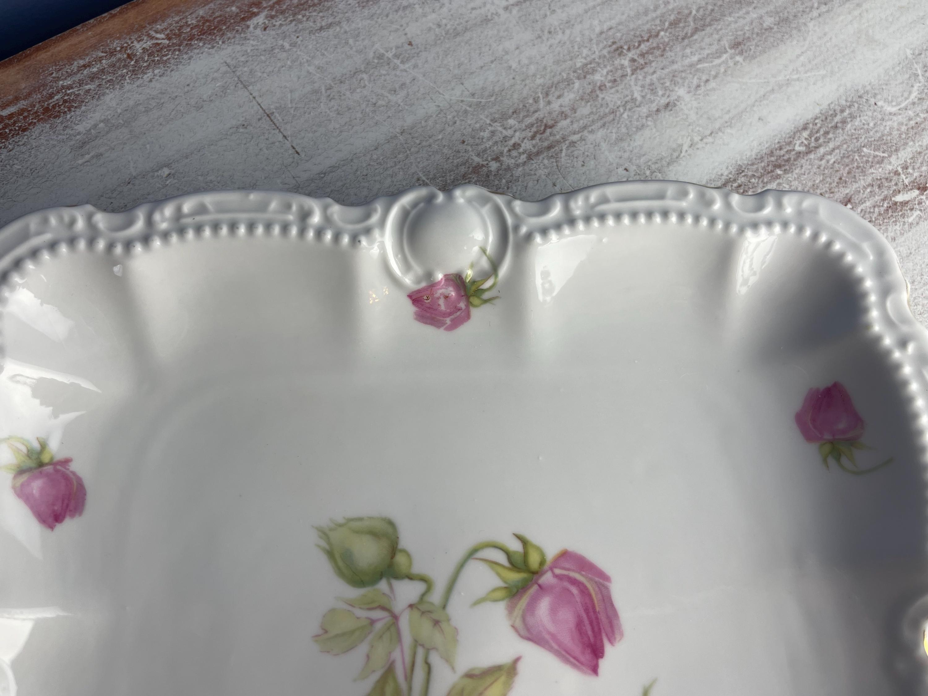 Rosenthal Roses ANTIQUE ROSE Dish…rosenthal Malmaison…bavaria…painted Roses…square ...
