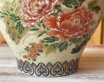 PEACOCK GINGER Jar…otagiri Mercantile Co…floral…gold Accents  display picture 3