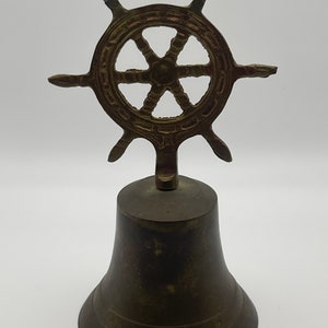 NAUTICAL BRASS Bell…ship Wheel Handle…ringing Bell…ornate Hand Bell ...